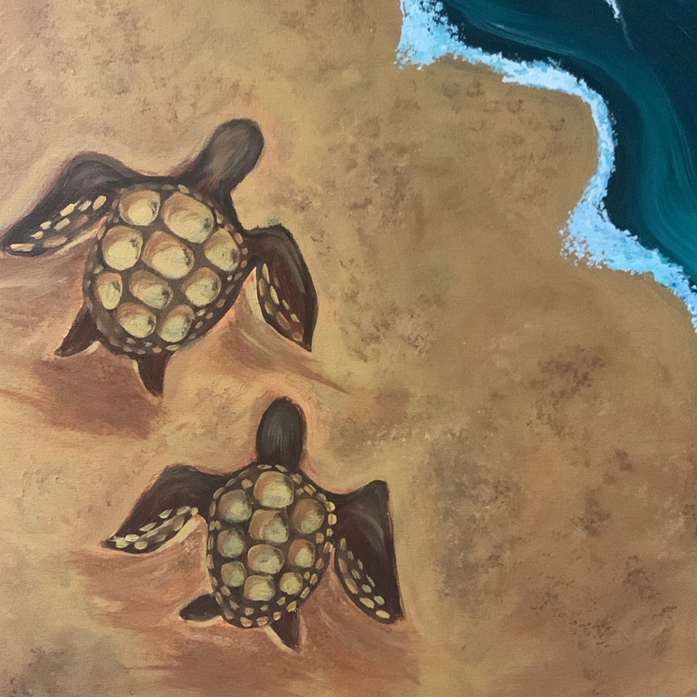 Handcrafted Hand Painted Acrylic Paintings on Canvas Turtle’s at the Beach